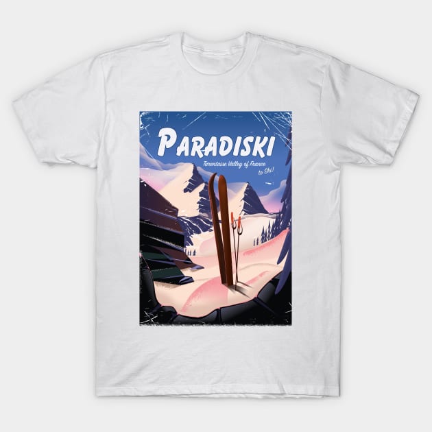 Paradiski Tarentaise Valley ski poster T-Shirt by nickemporium1